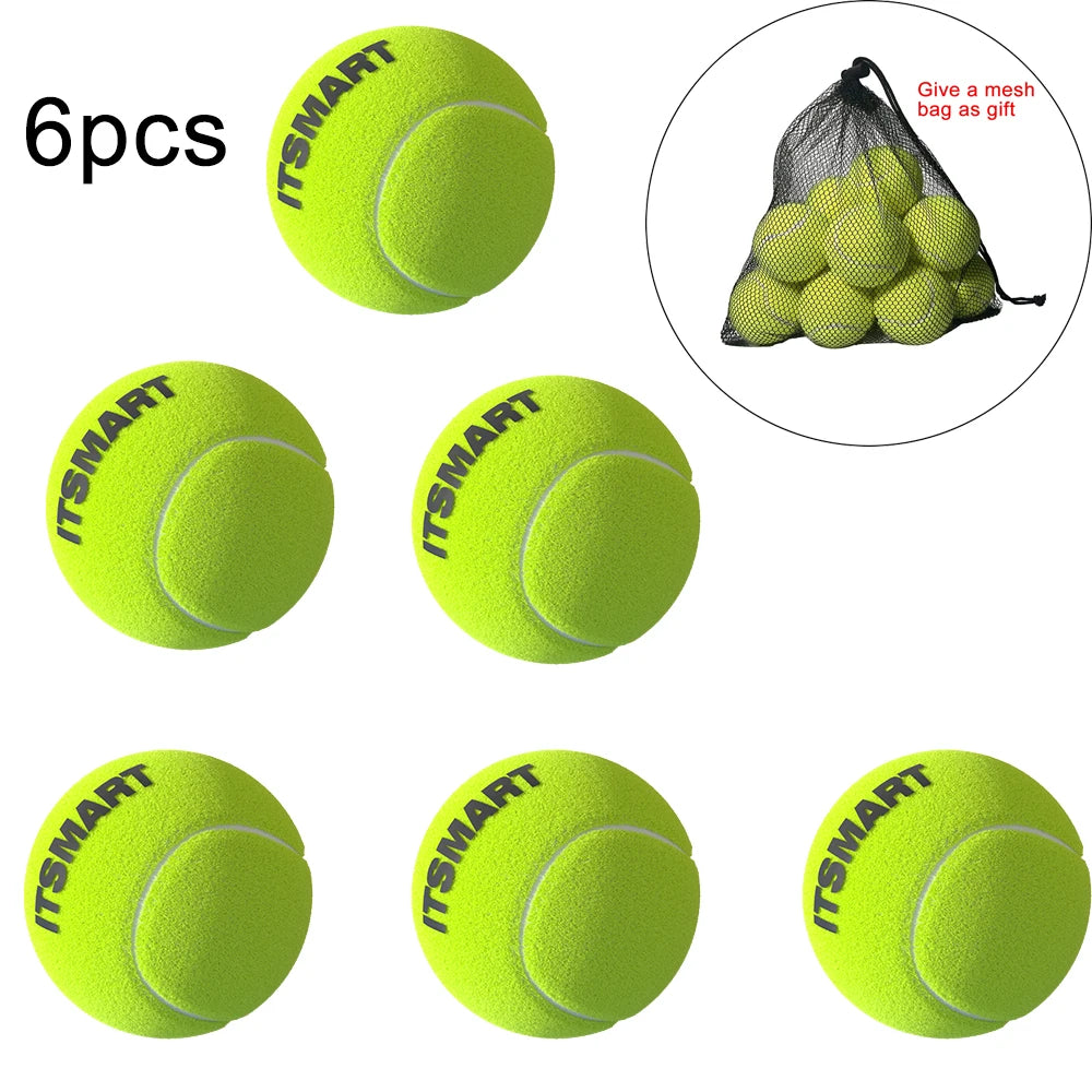 6/12pcs Tennis Balls with Mesh Carry Bag Practice Ball High Elasticity Pet Dog Playing Balls Outdoor Training Sports Competition