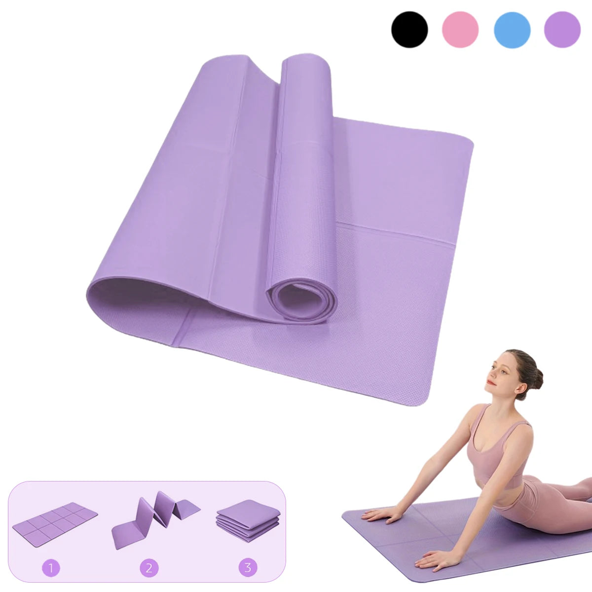 Foldable Yoga Mat Eco Friendly EVA Folding Travel Fitness Exercise Mat 3mm/4mm Thicknesses for Yoga Pilates & Floor Workouts