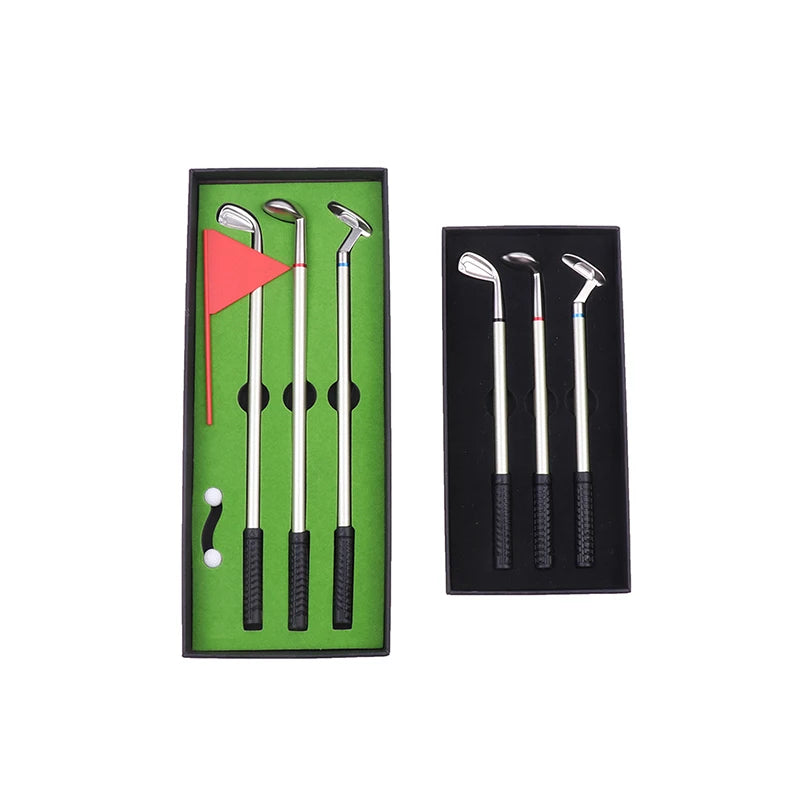 Golf Pen Set Mini Desktop Golf Ball Pen Gift Includes Putting Green 3 Clubs Pen Balls and Flag Desk Games