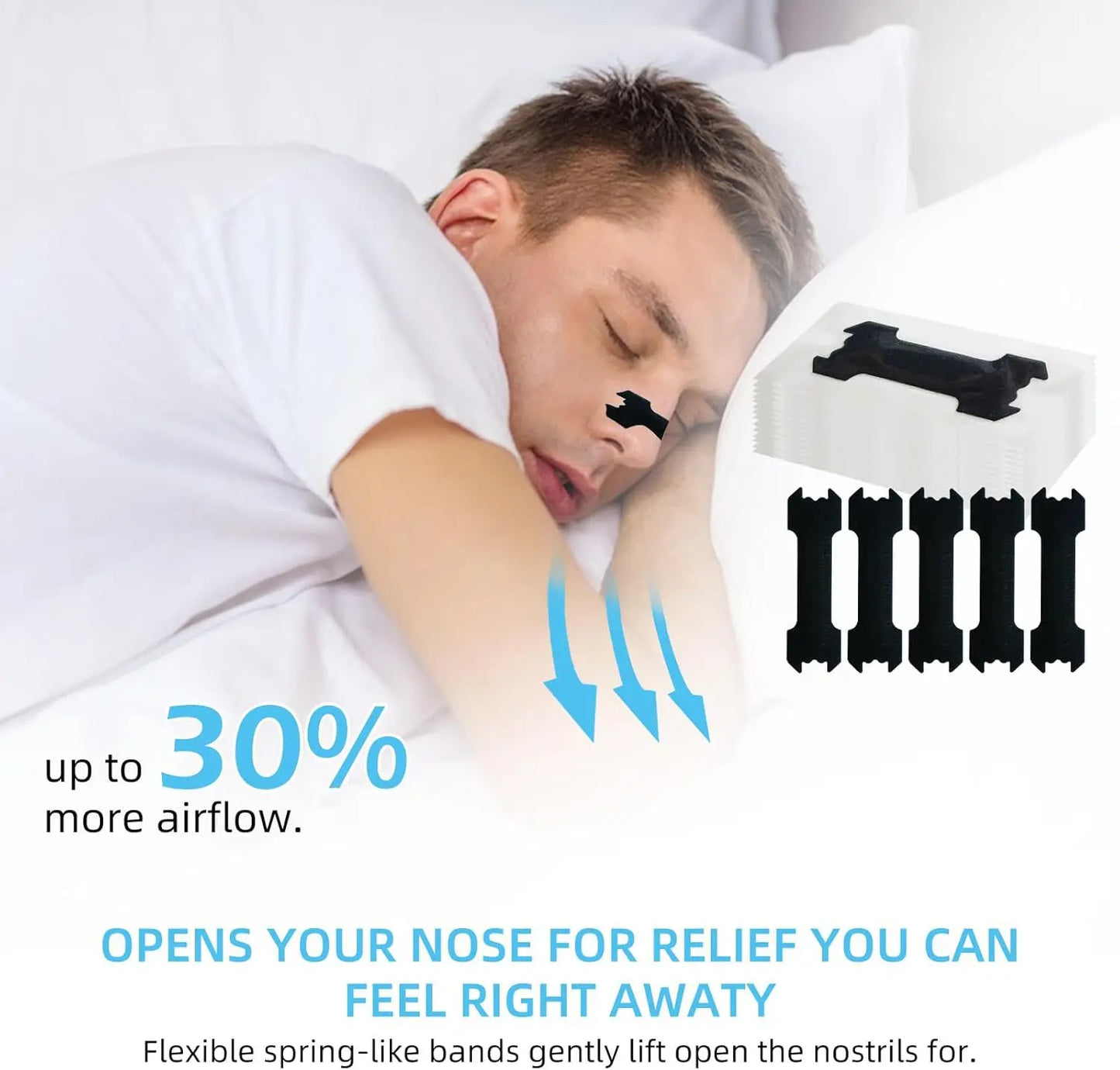 60/30/10PCS Black Nose Strips Extra Strength Nasal Strips Better Sleeping Non-Invasive Anti Snoring Strips for Adult and Child