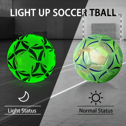 1Pro Size 5 Soccer Ball - Durable, Machine-Sewn & Glow-in-the-Dark Design for All-Weather Play