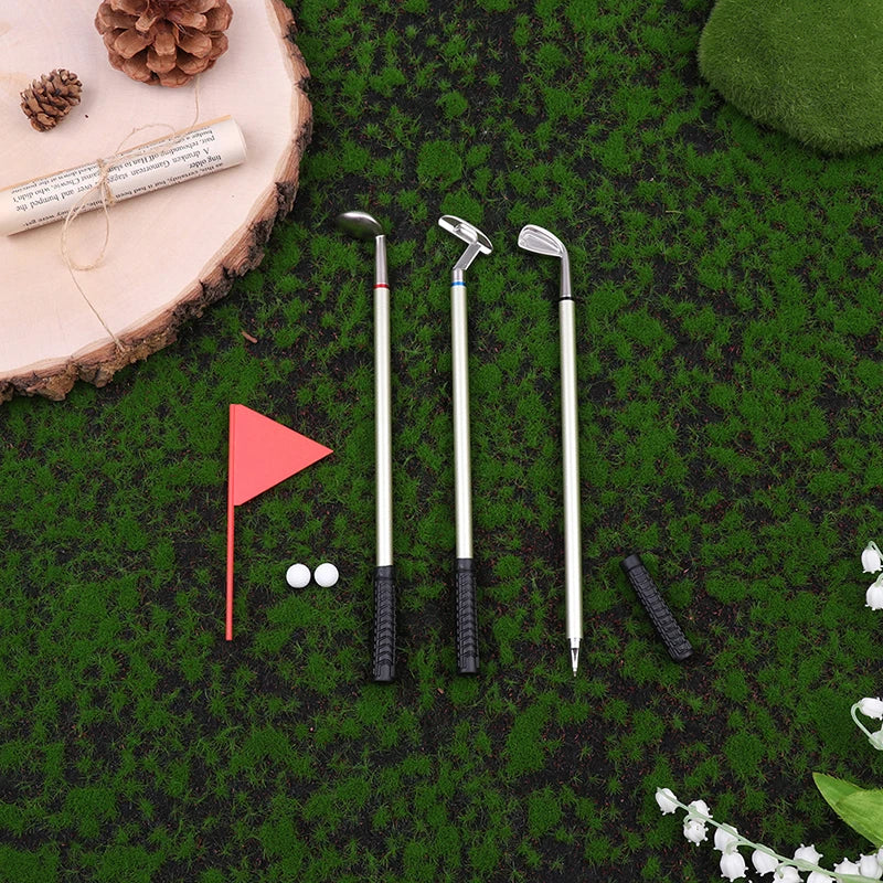 Golf Pen Set Mini Desktop Golf Ball Pen Gift Includes Putting Green 3 Clubs Pen Balls and Flag Desk Games