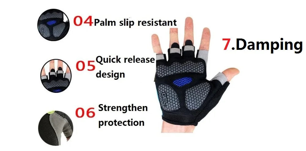 Gym Anti Slip Half Finger Gloves Breathable Dumbbells Gloves Men Women Elastic Shock Exercise Sports gloves for Cycling Bicycle