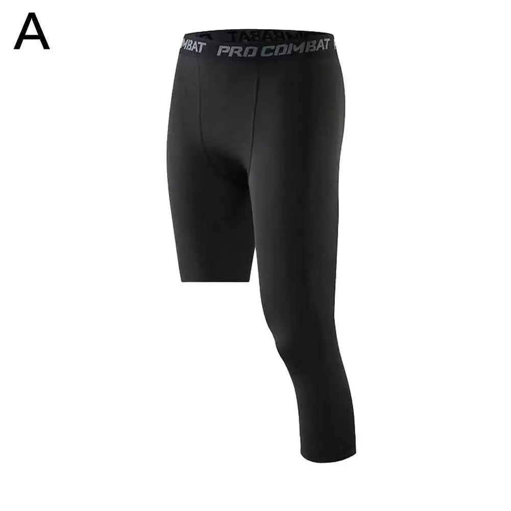 Single Leg Basketball Leggings Quick Drying Men's Running Football Yoga Fitness Compression Pants Sports Clothing Accessories