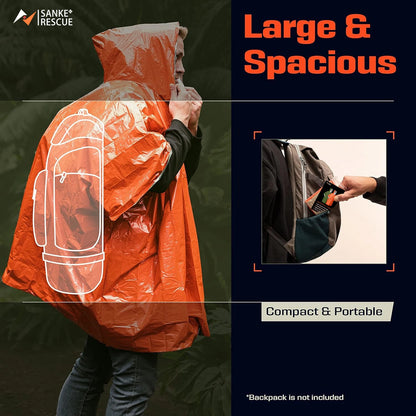 Emergency Water Proof Raincoat Aluminum Film Disposable Poncho Cold Insulation Rainwear Blankets Survival Tool Camping Equipment